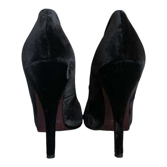 Gucci Elizabeth Black‎ Velvet Peep Toe Stiletto 306106 Size 41 - Picture 9 of 12